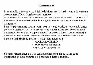 CARTE POSTALE DE LA VIERGE DE MATEMORE